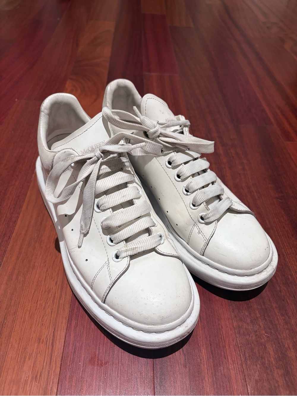 Alexander McQueen Off-White Leather Platform Sneakers